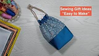 How to Sew Simple Drawstring Bag  String Bag DIY  Sewing Gift Ideas  Purwas Sewing Time [upl. by Shirline]