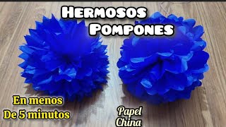 Pompones de papel china papel seda flores En menos de 5 minutos 😉 [upl. by Morrell]