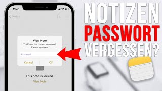 iPhone Notizen Passwort Vergessen Zurücksetzen funktioniert nicht 2023 [upl. by Auqenahs]