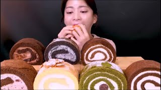 SINAE EATS BITES ONLY CAKE ROLLS ASMR [upl. by Hickie]