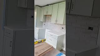 Backsplash in Progress 🔥🔥  mosaictile tile kitchen remodel [upl. by Diskin]