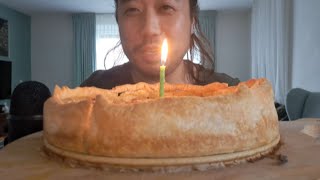 ASMR EATING SOUNDS  BIRTHDAY MEAT PIE [upl. by Yoj]