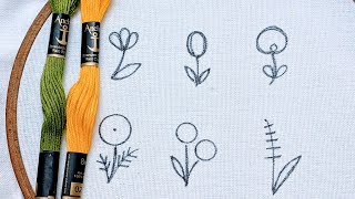 VERY VERY EASY LITTLE FLOWER EMBROIDERY DESIGNS FOR BEGINNERS5 MINUTE HAND EMBROIDERY [upl. by Shetrit170]