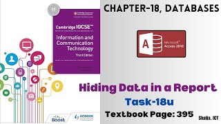 IGCSE ICT Chapter18 Databases  Hiding Data in a Report Task18u  Page  395 [upl. by Hett]