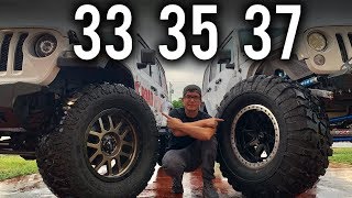 Como escoger el Tamaño de Cauchos para su Jeep Wrangler 33 VS 35 VS 37 Pulgadas [upl. by Shana633]