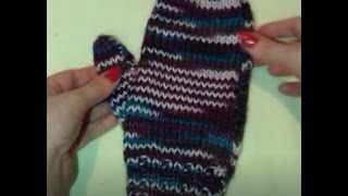 how to knit easy mittens with 2 straight needles part 2 [upl. by Motch630]