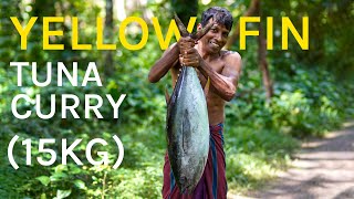 Big Yellow fin Tuna Fish  Tuna Fish Cutting and Cooking in Village  Tuna Fish Red Curry Recipe [upl. by Crandell]