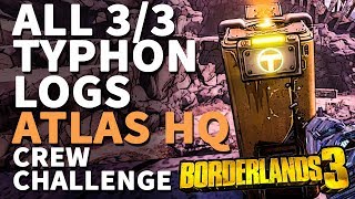 All Typhon Logs Atlas HQ Borderlands 3 [upl. by Frazer]