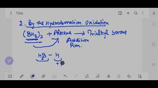 Preparation of alcohols from alkenes by Hydroboaration oxidation reaction [upl. by Einnaf]