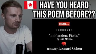 Reaction To Leonard Cohen Recites In Flanders Fields by John McCrae [upl. by Oelak]