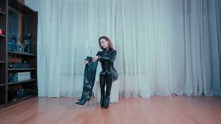 HAUL AND TRY ON BOOTS BOOTIES OVERKNEES THIGHHIGH BOOTS WEARING LEATHER LEGGINGS AND LATEX TOP [upl. by Hibbitts13]