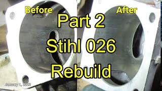 Part 2 Stihl 026 Rebuild Cleaning the Piston and Cylinder [upl. by Follmer108]