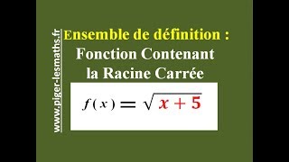 Domaine de définition  Racine Carrée x5  Pigerlesmaths [upl. by Cyril]