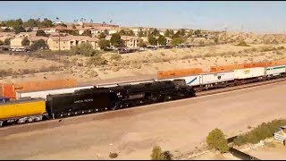 Tehachapi Live Train Cam Drone at Barstow with the Big Boy 4014 [upl. by Renault]