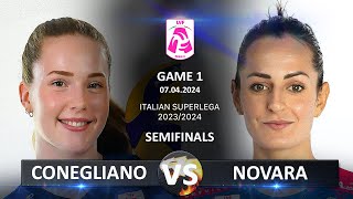 Semifinals of Italian Volleyball LVF SerieA1 20232024  Conegliano vs Novara [upl. by Anuahsed973]