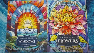 Stained glass Flowers Stained glass Windows Color by number for adults [upl. by Gnuhn]