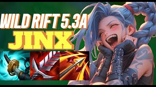 WILD RIFT Jinx ADC  53A OP BUILD RUNES  Challenger Rank Gameplay [upl. by Paolo954]