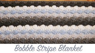 Simple Crochet Striped Bobble Baby Blanket [upl. by Esinyt]