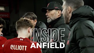 Inside Anfield Liverpool 00 Derby  Behind the scenes from Reds penalty win [upl. by Yelrahs]