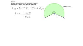 calcul de langle dun secteur angulaire [upl. by Ariayek228]