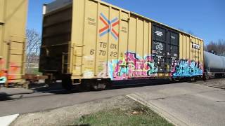 CN 5625 5645 speed with a Westbound freight train past Vicksburg Mi [upl. by Pellikka]