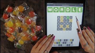 ASMR Eating Hard Candy amp Wordle on iPad  Whispered Game Play [upl. by Frere]