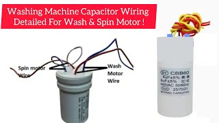 Semi Automatic Washing Machine Capacitor Wiring Detailed For Wash amp Spin Motor washingmachine [upl. by Hersch689]