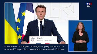 Guerre en Ukraine  lallocution dE Macron en Replay [upl. by Nnaarual]