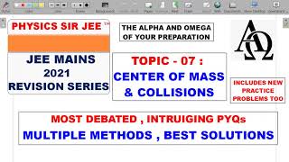 JEE MAIN 2024  PHYSICS REVISION SERIES  TOPIC 07 CM COLM COLLISIONS PYQs SOLUTIONS BEST STRATEGY [upl. by Leavitt95]