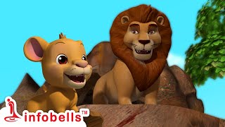 Sheru the Sher  Lion Roars  Hindi Rhymes for Children  Infobells [upl. by Letrice]