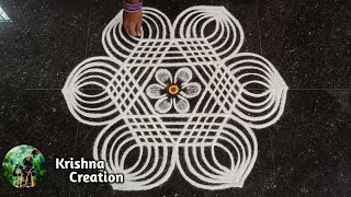 Easy Padi Kolam Design with 5x3 dots  Simple Padi Kolam  Beautiful Rangoli  Padi kolam Muggulu [upl. by Pendergast630]