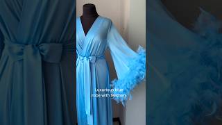 Luxurious blue robe with feathers bridesmaids belladonnauacom bridesmaids wedding style [upl. by Neenwahs]