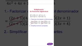 Multiplicación de fracciones algebraicas algebra operacionesconfracciones maths fracciones [upl. by Nyral52]