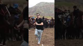 Watching a Buzkashi match in Tajikistan buzkashi extremesports tajikistan sports [upl. by Ashli]