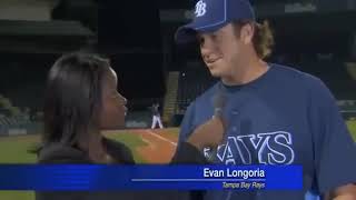 Evan Longorias Catch saves Reporters Life [upl. by Eanod758]