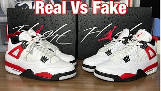 Air Jordan 4 Red Cement Real Vs Fake Review [upl. by Tolliver402]