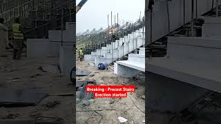 Precast stairs erection started in Qaddafi stadium qaddafistadium [upl. by Dahsar]