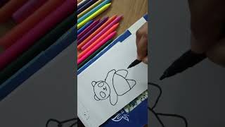 Cute panda🐼with❤balloon  Panda easy art  how to draw a panda drawing  panda drawing  cute panda [upl. by Balbur134]