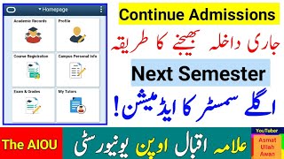 AIOU Continue Admissions Method 2024  AIOU Spring 2024 Admissions  Next Semester Admissions  AIOU [upl. by Namar783]