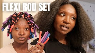 Flexi Rod on Blown Out Hair  Natural Hair [upl. by Seek]