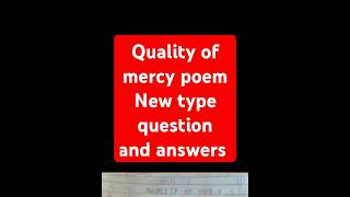 Quality of mercy poem New type question and answerseducation trendingshorts [upl. by Ynohtnaed]