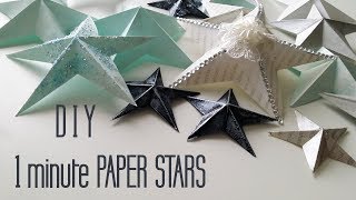 DIY One Minute Paper Star Christmas Ornaments [upl. by Leinoto911]