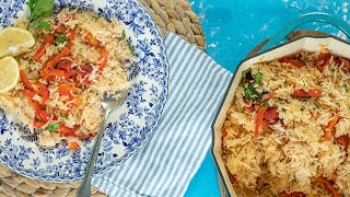 A Vegan Rice Pilaf with Red peppers amp Tomatoes Greek Bourani from Volos [upl. by Chevy924]