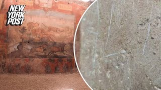 ‘Idiotic’ tourist detained for carving name into ancient Pompeii wall [upl. by Fries]