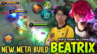 BEATRIX NEW 1 SHOT BUILD amp EMBLEM FROM ONIC CW MPL S14 INSANE DAMAGE 😱  BUILD TOP 1 GLOBAL BEATRIX [upl. by Neuberger]