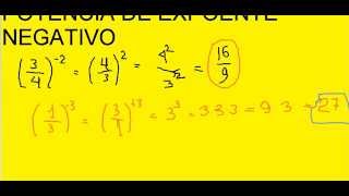 Potência de Fração com Expoente de Número Inteiro Negativo Potenciação Exponenciação Matemática Aula [upl. by Aleemaj]