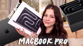 MacBook Pro UNBOXING and setup space black m3 pro chip 💻🖤 [upl. by Levin]