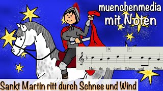 Noten für Kinderlieder  Sankt Martin ritt durch Schnee und Wind  Kinderlieder deutsch [upl. by Colier]