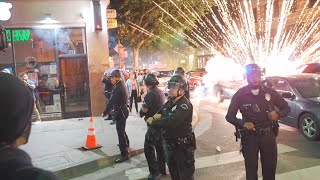 Protests Grow Violent Demonstrators Shoot Fireworks At LAPD  Los Angeles [upl. by Stormie]