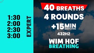 Expert Wim Hof Guided Breathing  4 Rounds  30 Breaths  15 min Meditation  432hz [upl. by Wildee464]